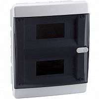 Распределительный шкаф OptiBox P 18 мод., IP41, встраиваемый, пластик, прозрачная черная дверь |  код. 145781 |  КЭАЗ
